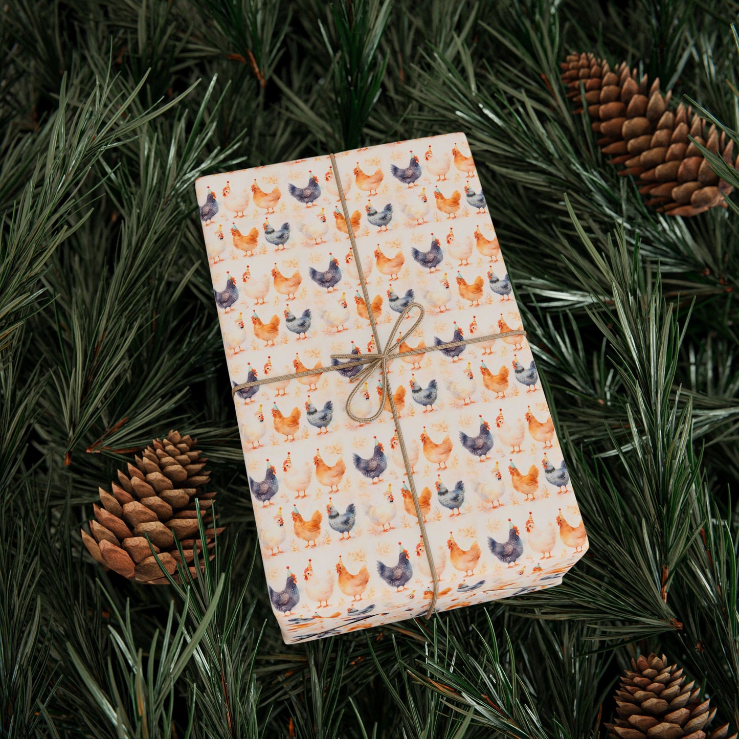 Chicken Watercolor Pattern Wrapping Paper Roll — Cute Pet Gift Wrap