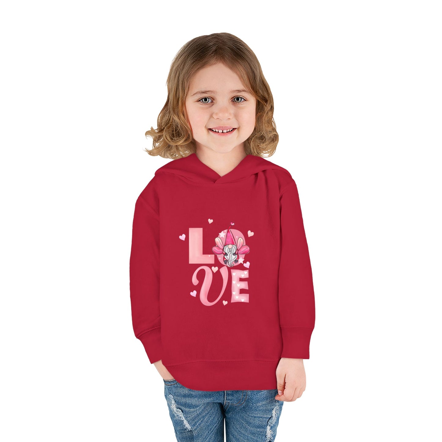 Toddler Hoodie — Pink "LOVE" Unicorn Heart Pullover