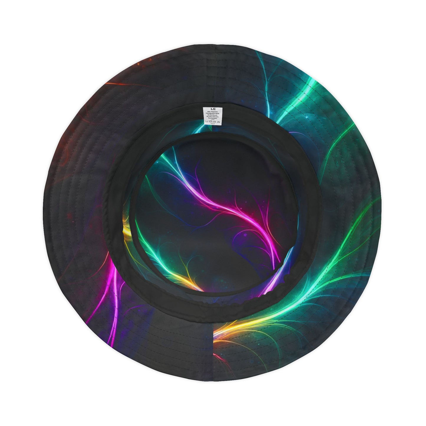 Neon Wave Bucket Hat — Abstract Glow AOP Summer Hat