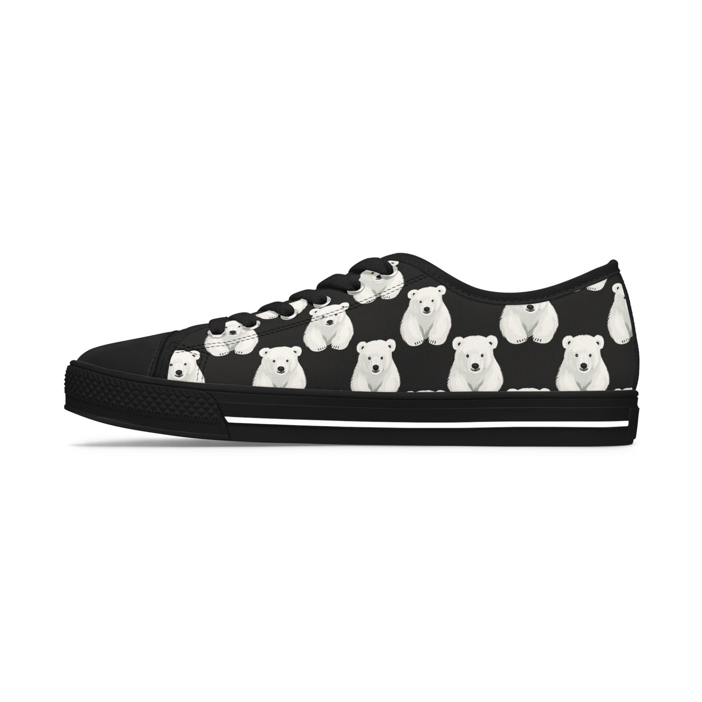 Polar Bear Pattern Low Top Sneakers — Cute Women's Canvas Shoes