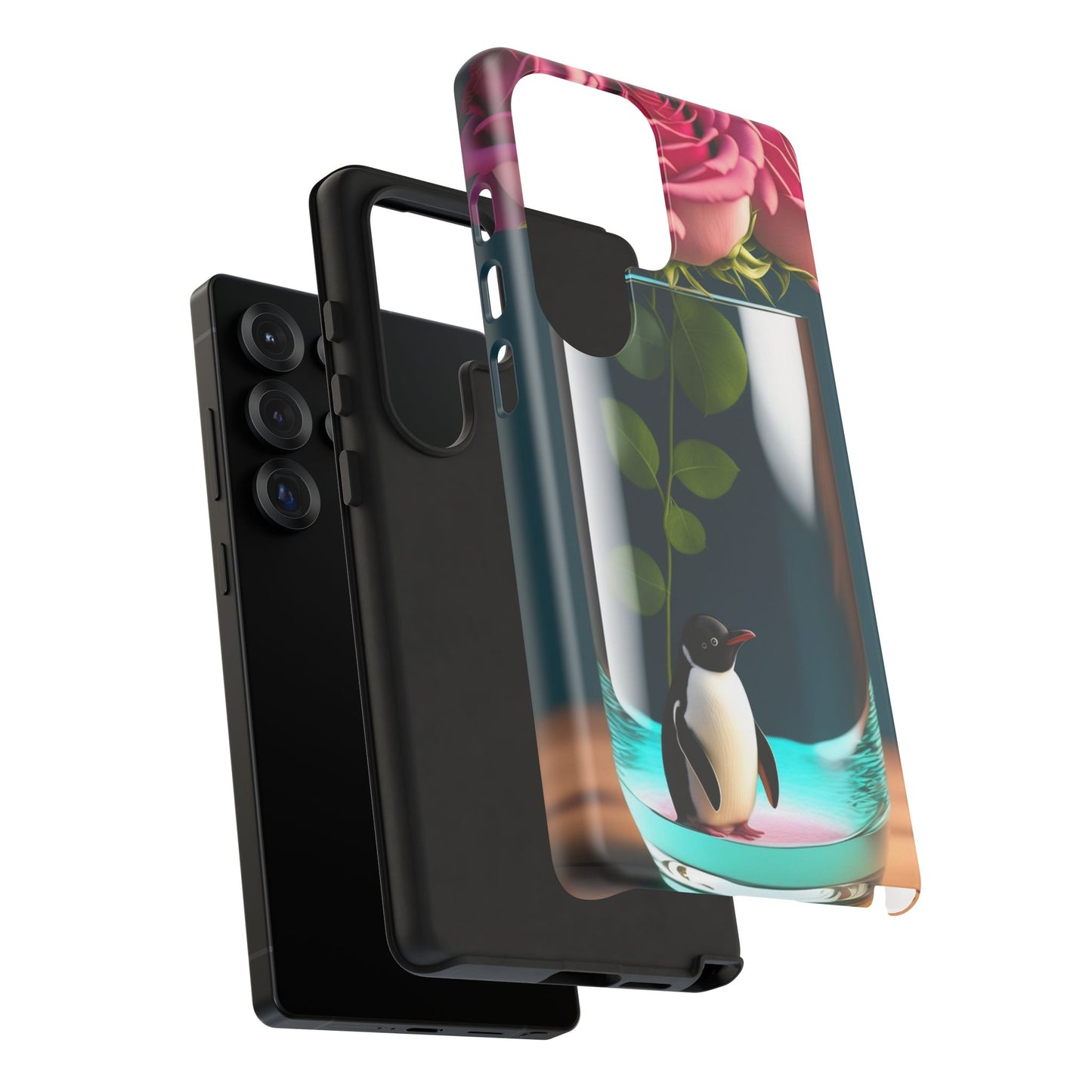 Penguin in a Glass Floral Tough Phone Case — Cute Protective Phone Cover