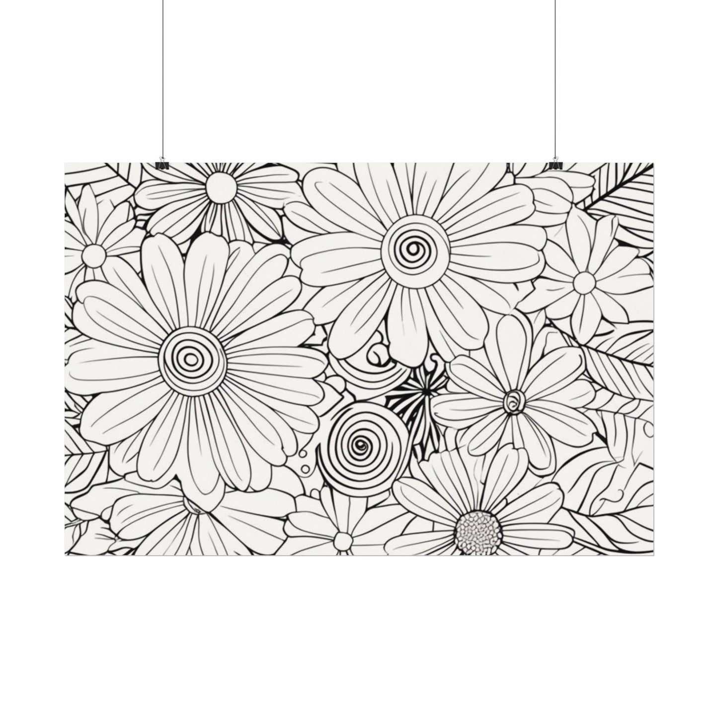 COLOR IT YOURSELF Floral Line Art Poster — Textured Matte Print
