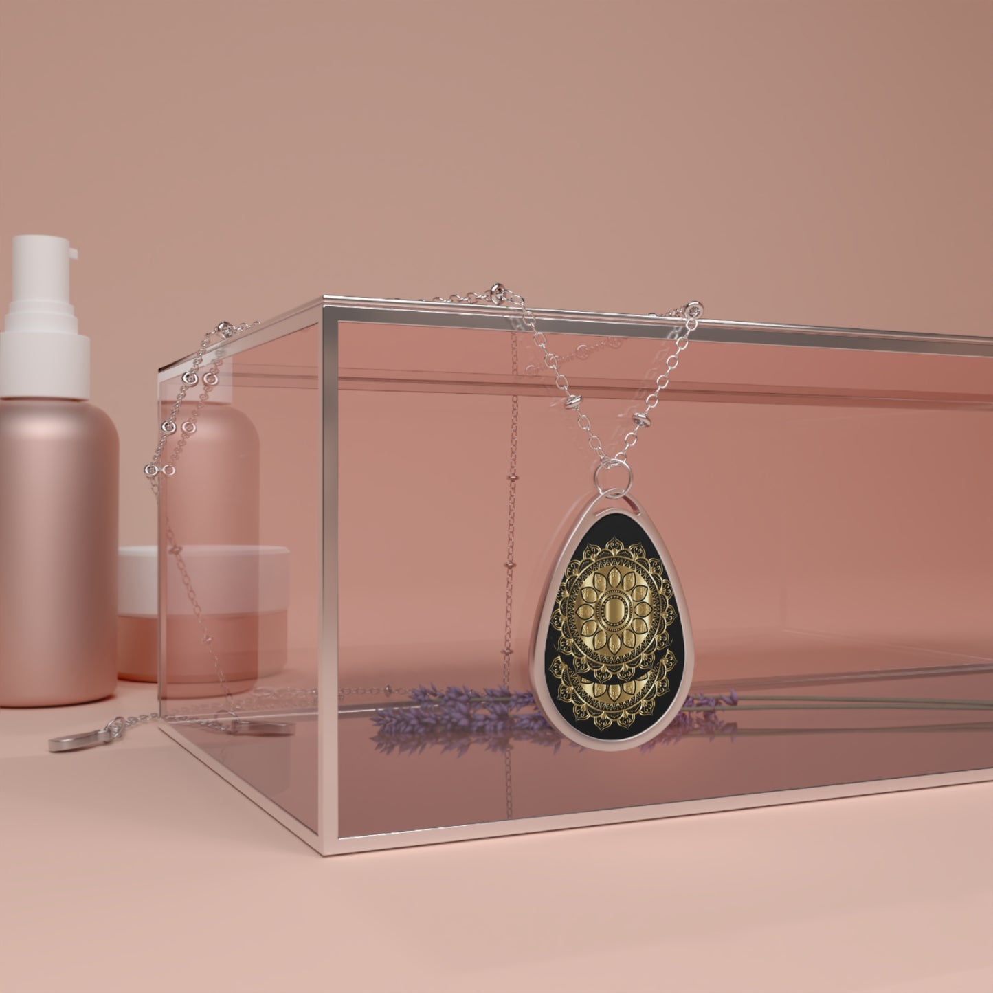 Bohemian Oval Necklace, Mindfulness Jewelry, Gift for Her, Spiritual Pendant