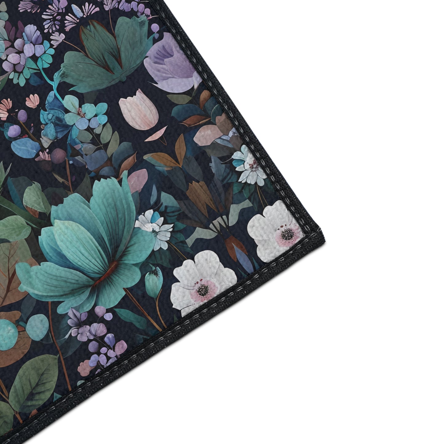 Floral Heavy Duty Floor Mat — Dark Botanical Non-Slip Door Rug