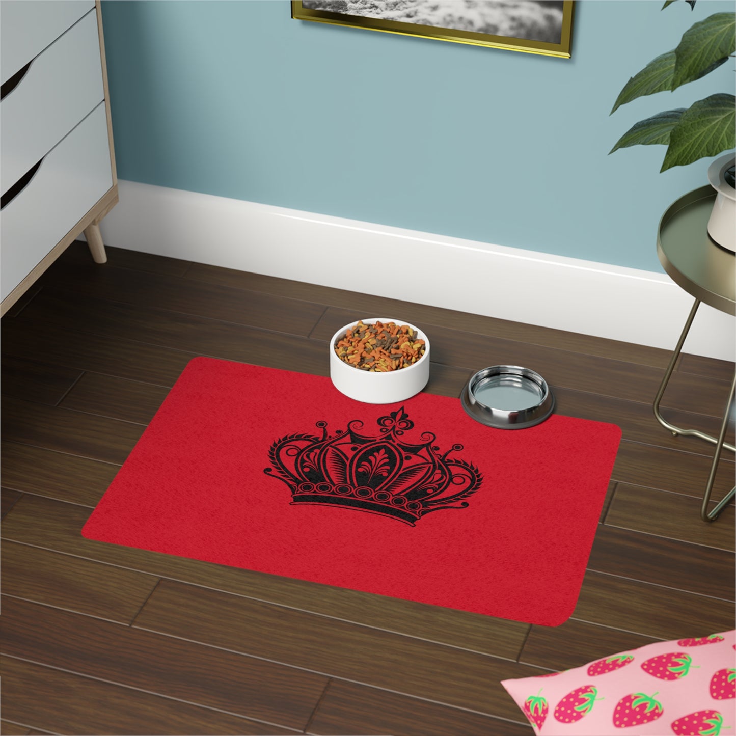 Regal Crown Pet Food Mat (12x18) — Non-Slip Royal Dog & Cat Feeding Mat