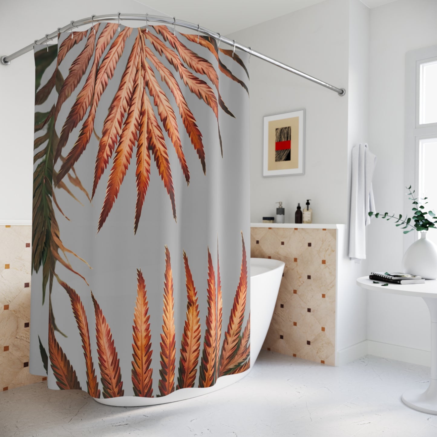 Tropical Leaves Shower Curtain