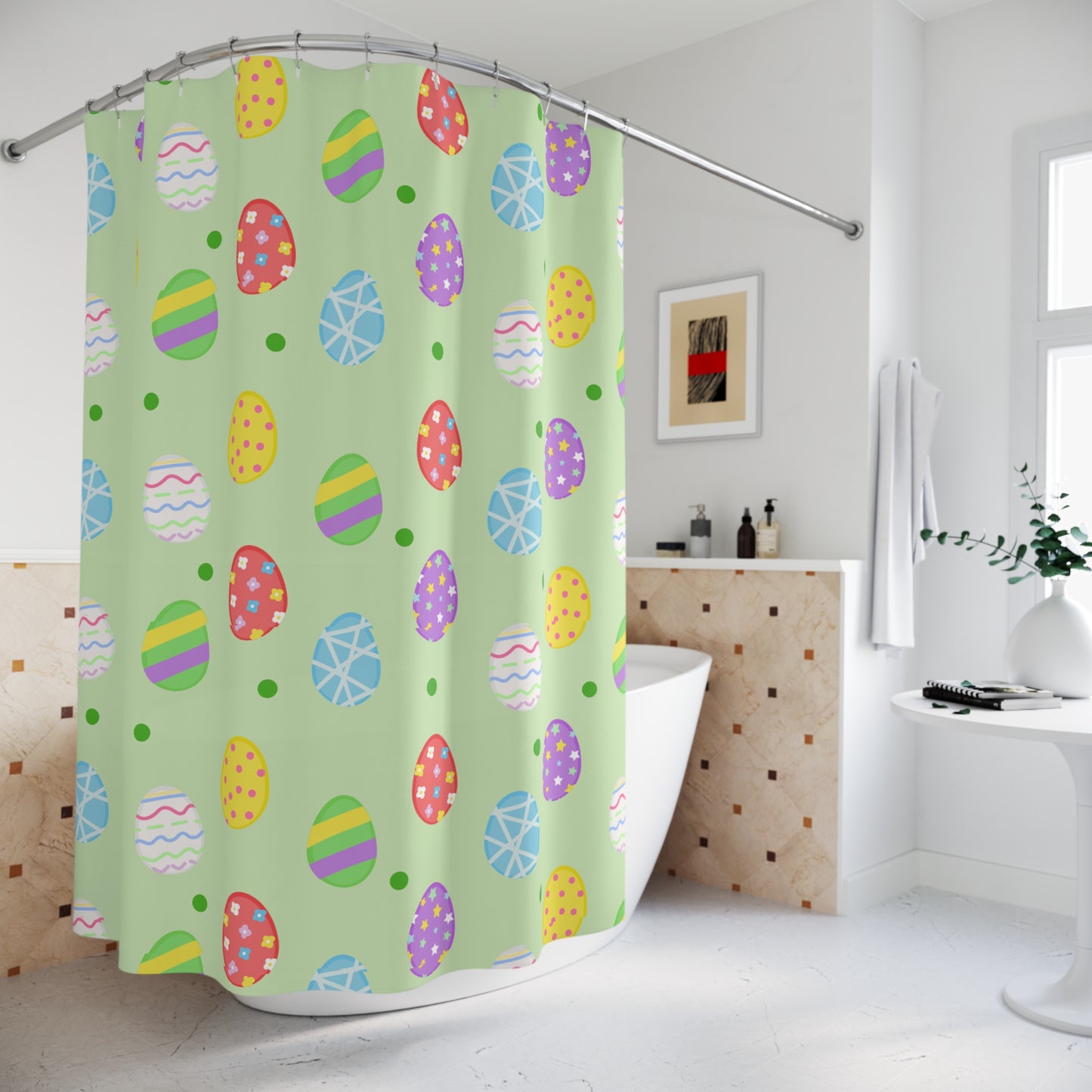 Colorful Easter Egg Shower Curtain Spring Decor