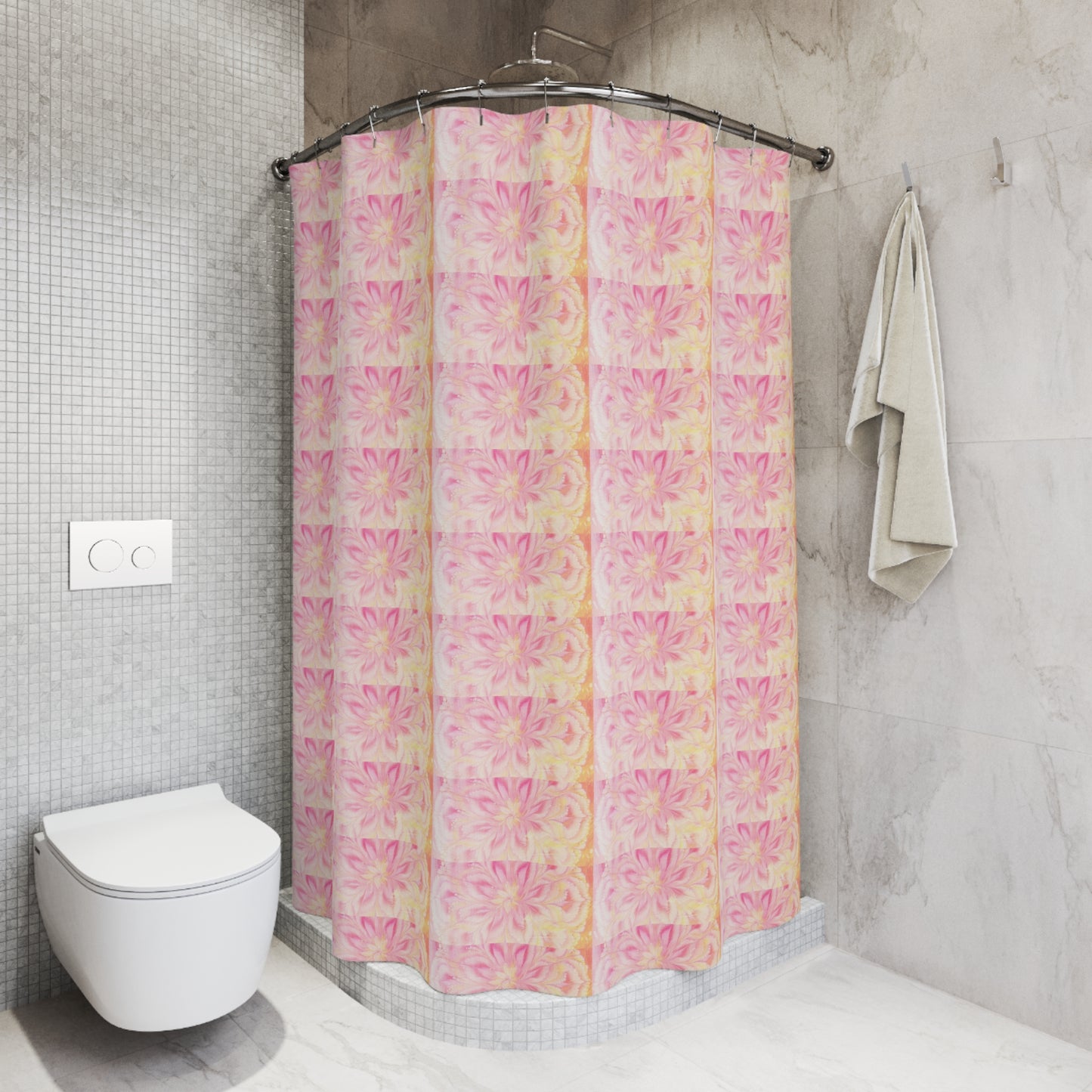 Vibrant Floral Shower Curtain, Boho Bathroom Decor, Pink Flower Print, Home Essentials, Unique Gift for Her, Summer Vibe