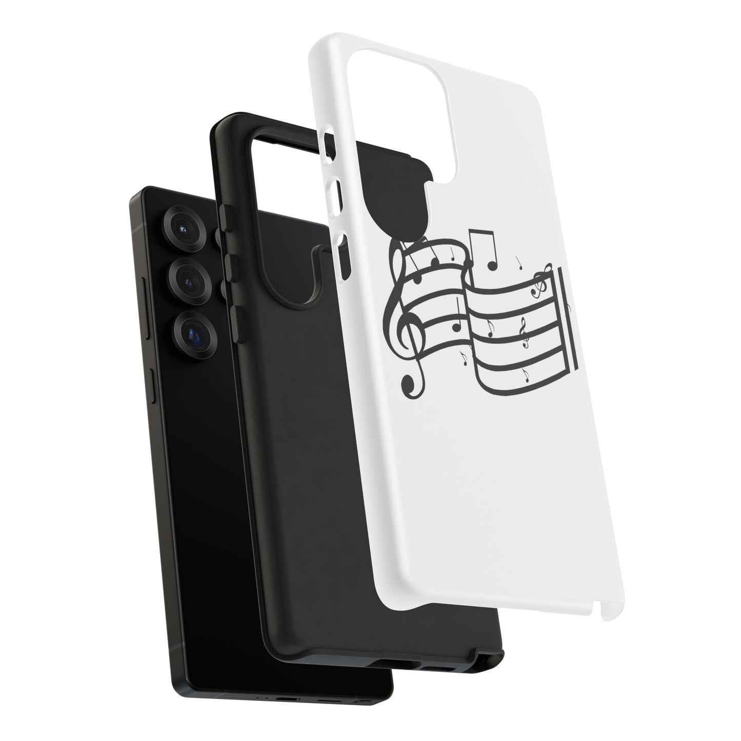 Musical Notes Phone Case — Black Treble Clef Music Staff Tough Case