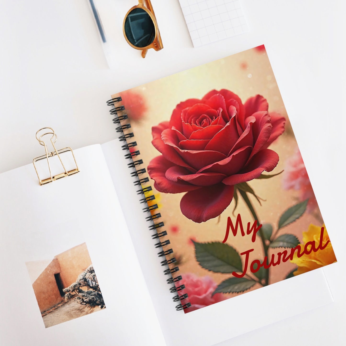 Beautiful Floral Spiral Notebook - My Journal, Perfect for Note-Taking, Creative Writing, Gifts, Student Supplies, Rose Design