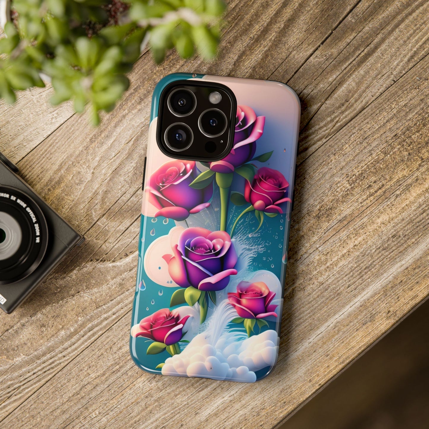 Floral Dream Tough Phone Case — Rose Bouquet Clouds Design