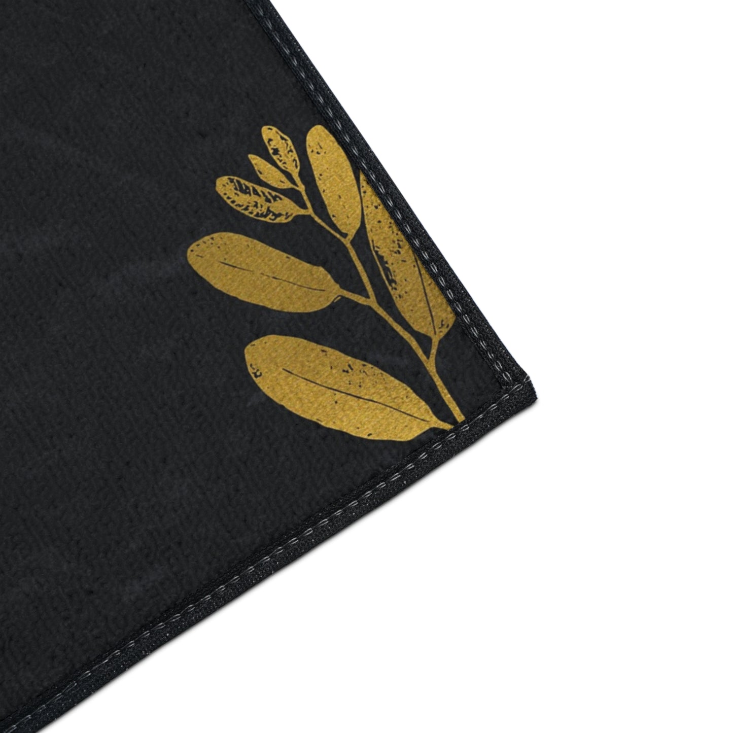 Monogram B Heavy Duty Floor Mat — Black & Gold Botanical Doormat