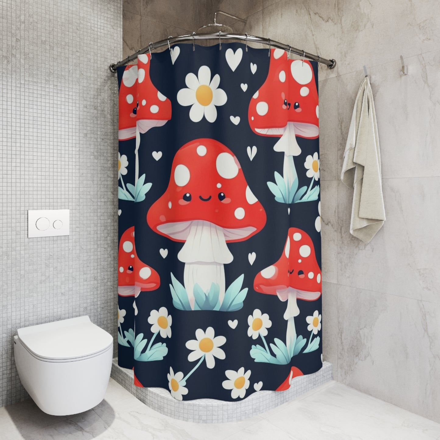 Whimsical Mushroom Shower Curtain Fun Bathroom Decor