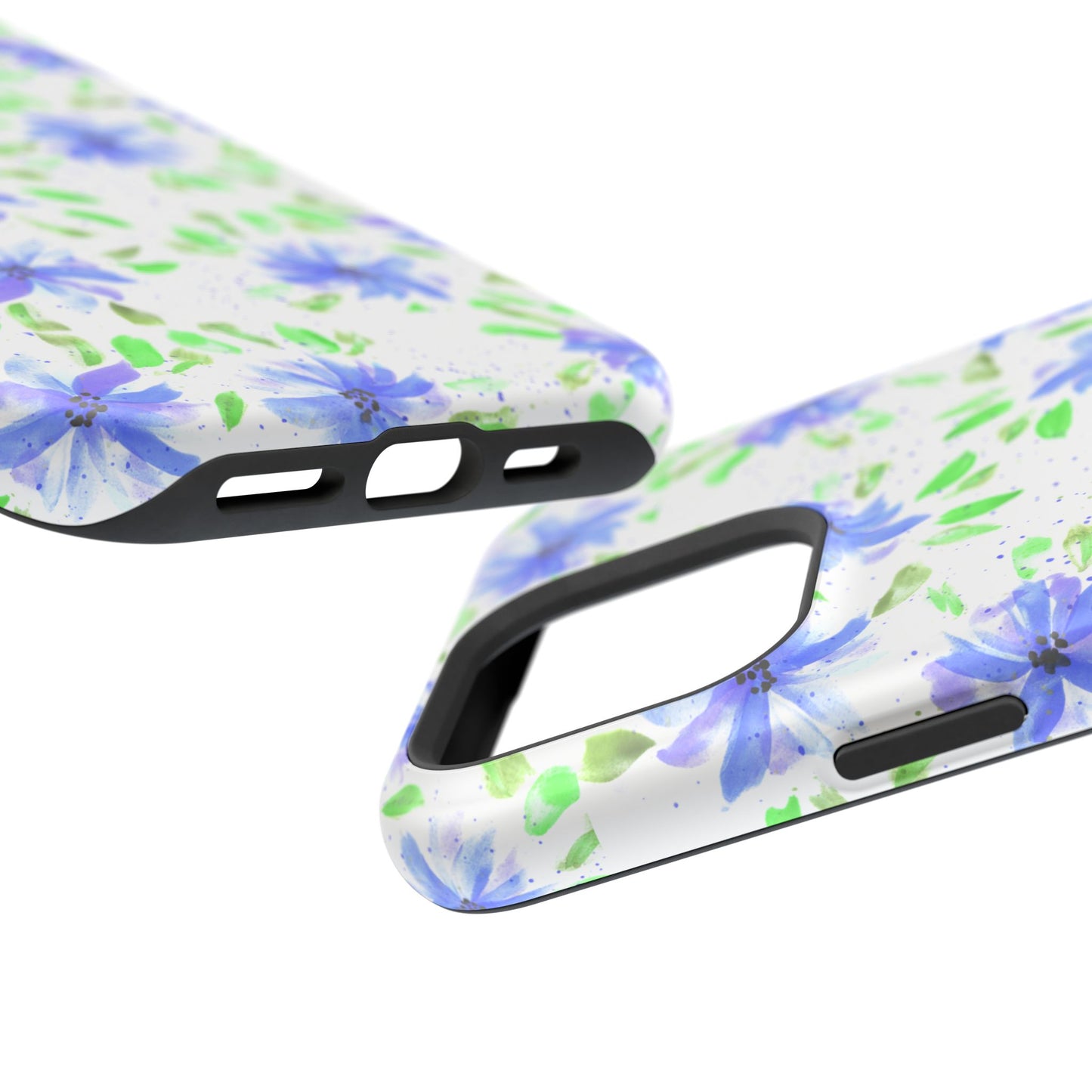 Floral Blue Watercolor Phone Case — Magnetic Impact-Resistant