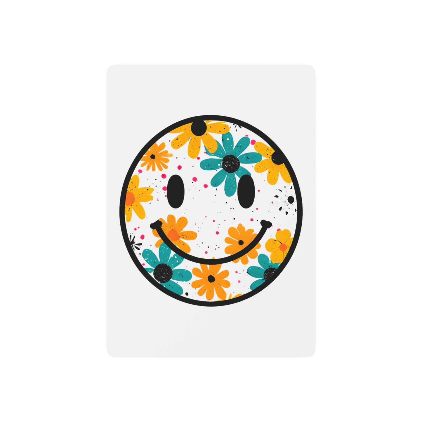 Floral Smiley Poker Playing Cards — Decorative Card Deck for Game Night