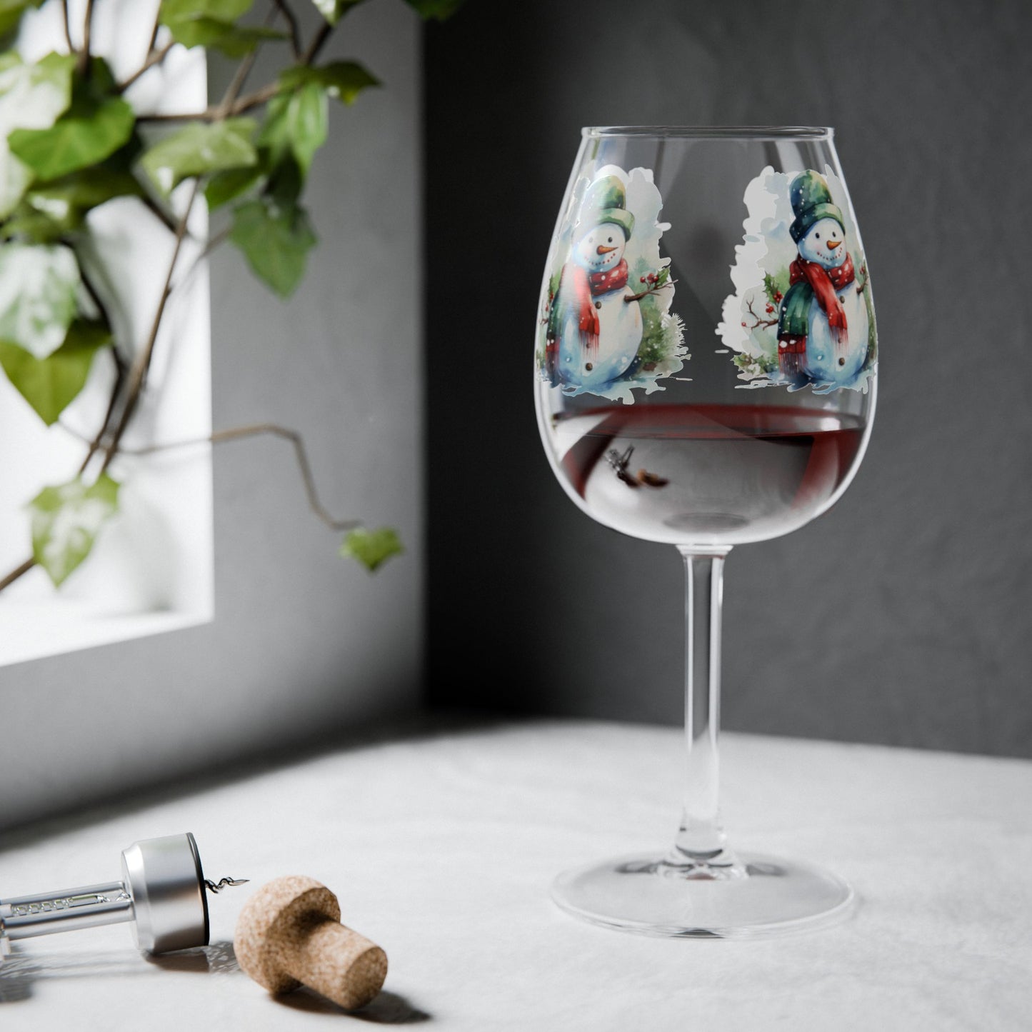 12oz Snowman Wine Glass - Christmas Holiday Holiday Cheer Stemmed Glass