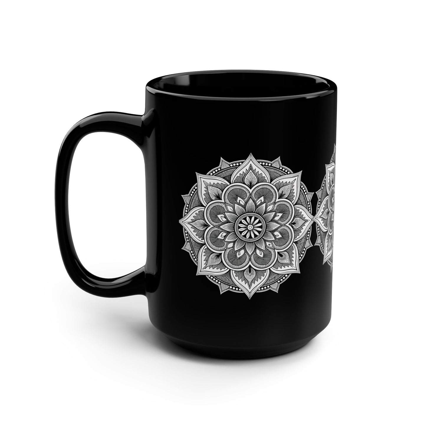 15oz Black Mug — Minimal Vertical Stripe Ceramic Coffee Cup