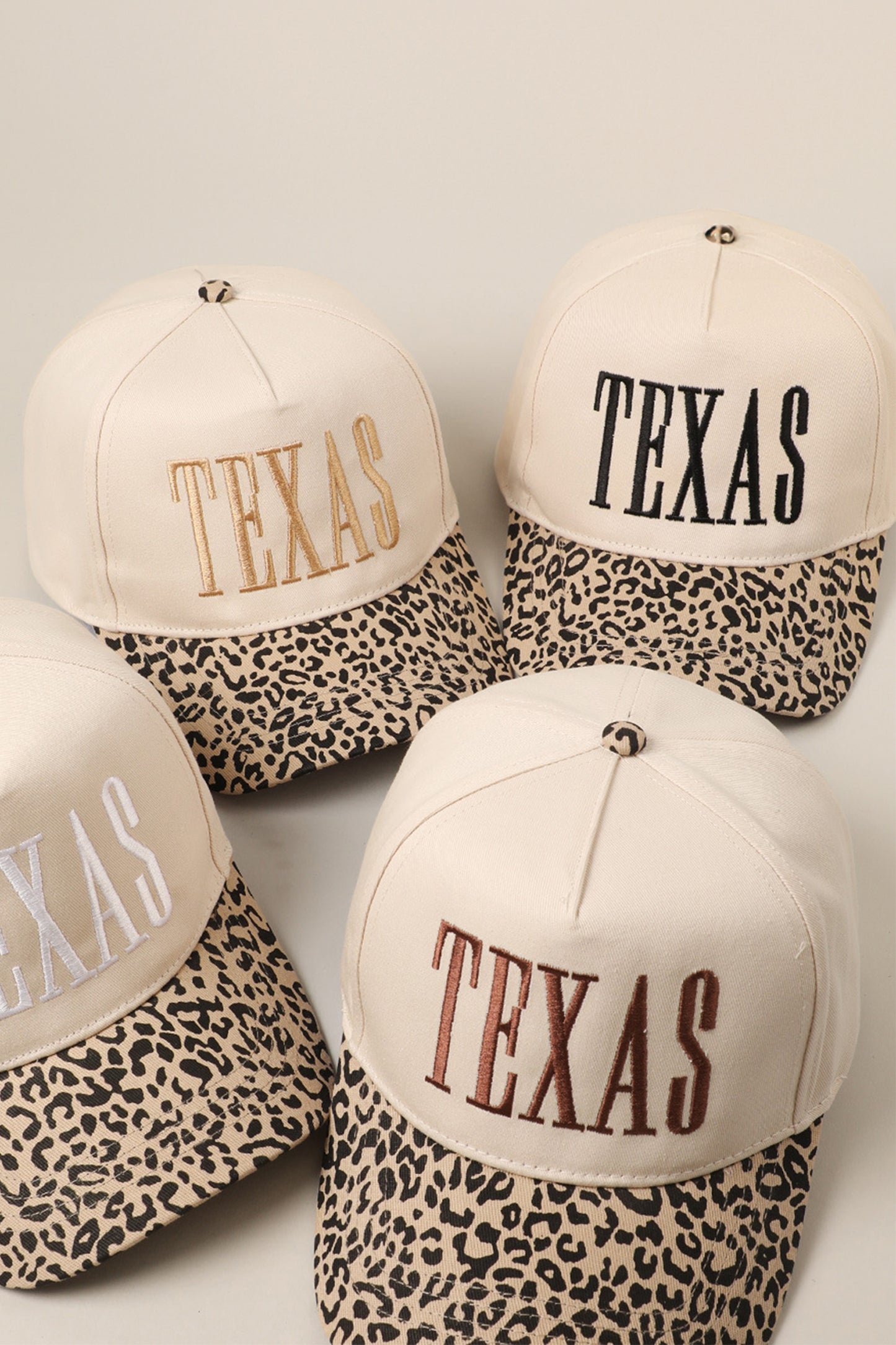 Camel TEXAS Embroidered Leopard Contrast Baseball Cap