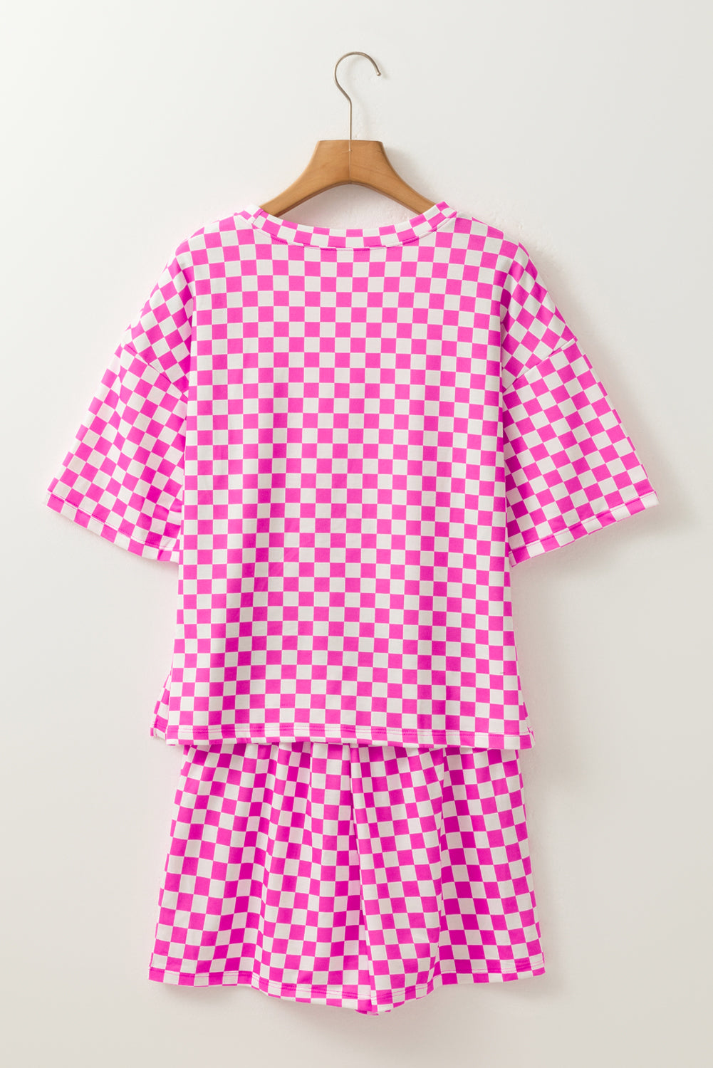 Rose Checkered Top and Short Casual 2pcs Set