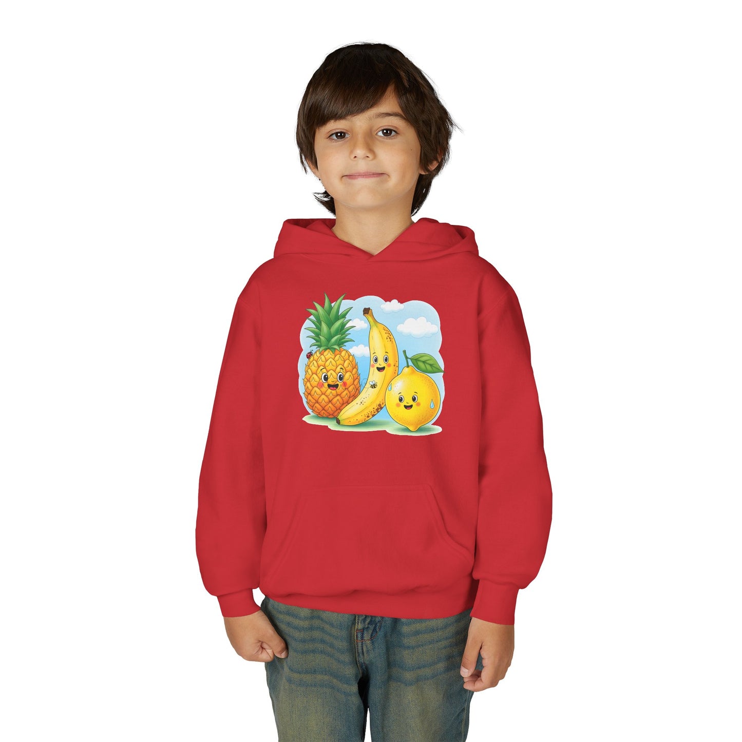 Kids Tropical Fruit Hoodie — Cute Pineapple, Banana & Orange Graphic Sweatshirt