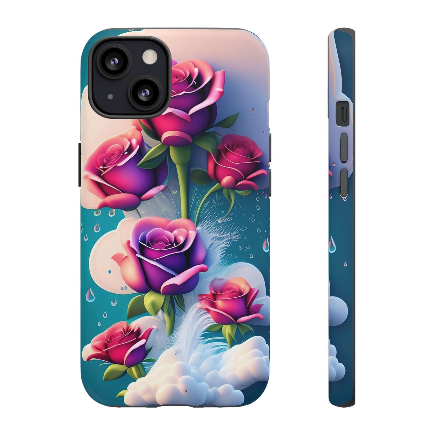 Floral Dream Tough Phone Case — Rose Bouquet Clouds Design