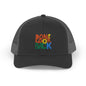 Don’t Look Back Snapback Trucker Cap — Retro Rainbow Embroidered Hat