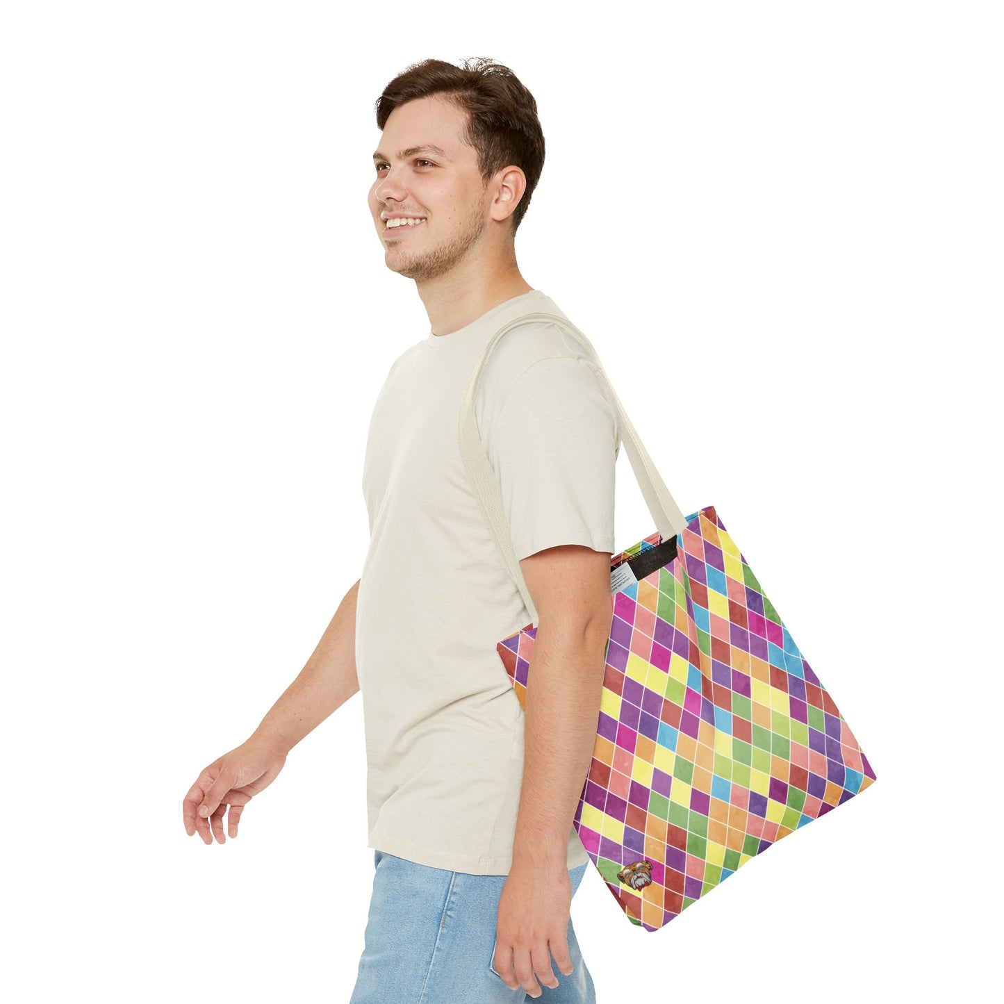 Colorful Geometric Tote Bag, Funky Shoulder Bag, Eco-Friendly Shopping Tote, Stylish Beach Bag, Art-Inspired Everyday Bag