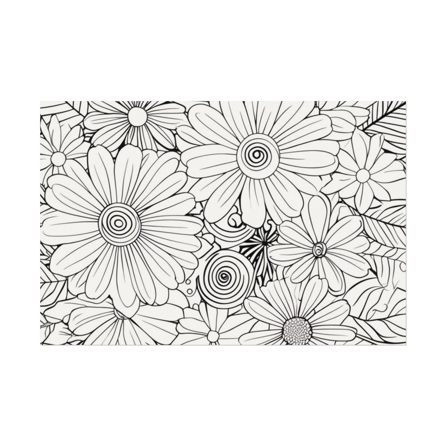 COLOR IT YOURSELF Floral Line Art Poster — Textured Matte Print