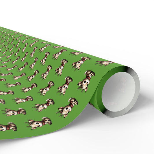 Wrapping Paper — Green Cute Dog Pattern Gift Wrap (Pet Lover Holiday & Birthday)