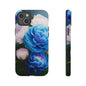 Floral Blue Peony Phone Case — Protective Tough Case with Pink & Blue Blooms