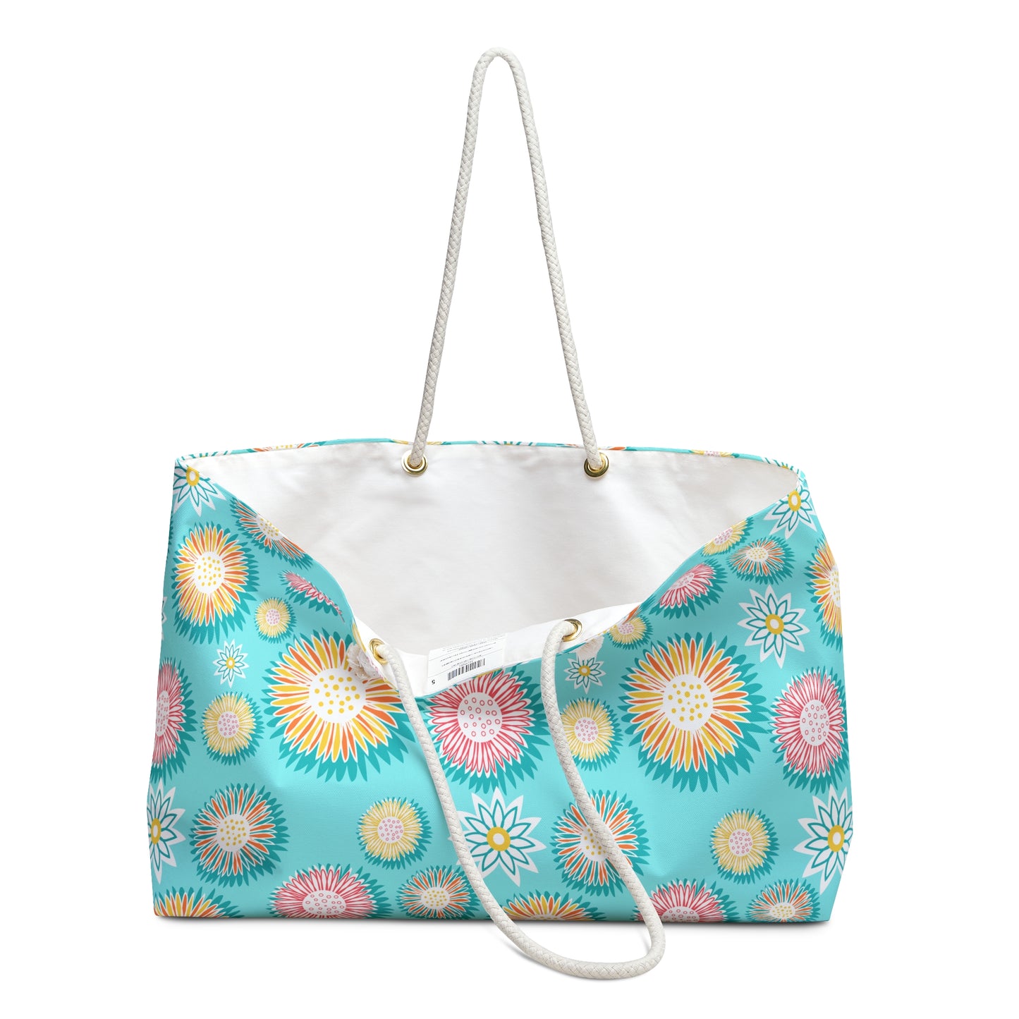 Floral Burst Weekender Bag — Turquoise Travel Tote