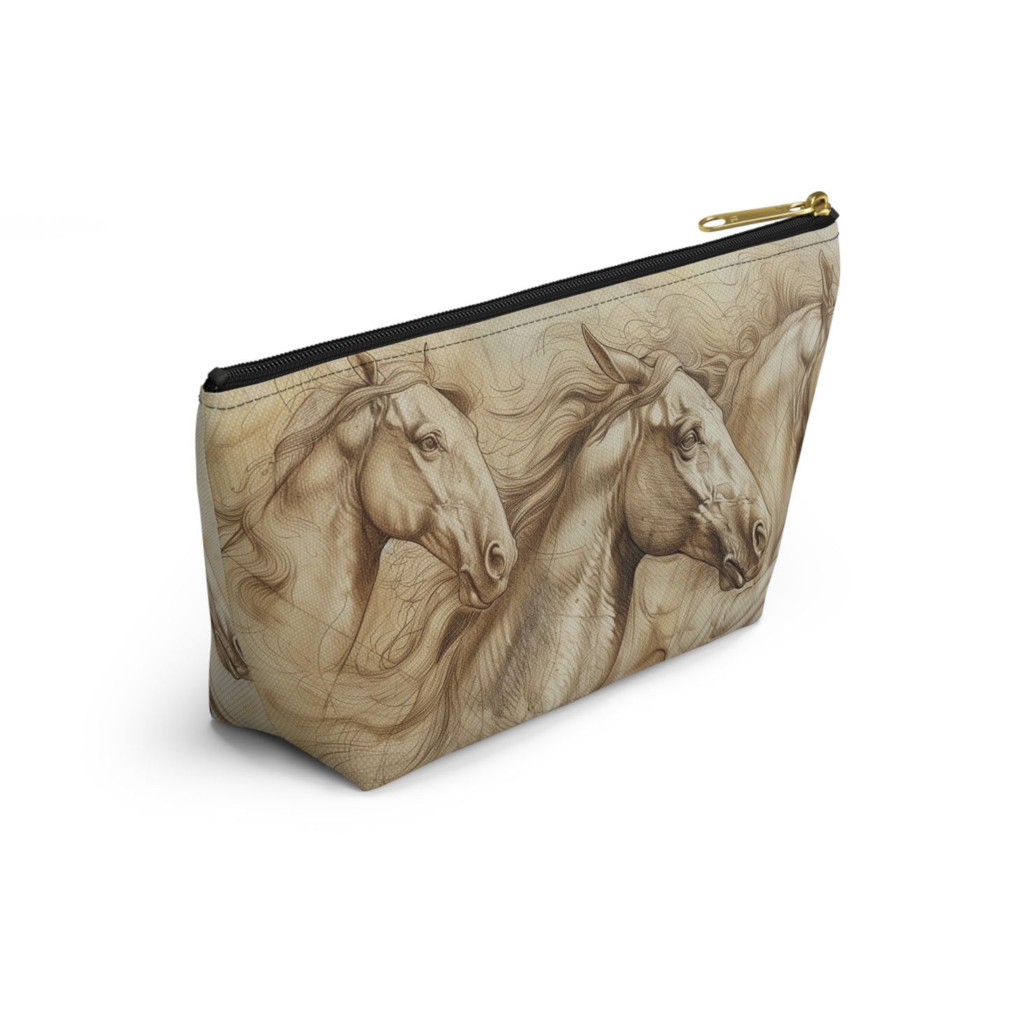 Horse Run Accessory Pouch — Equestrian Makeup & Travel T-Bottom Bag