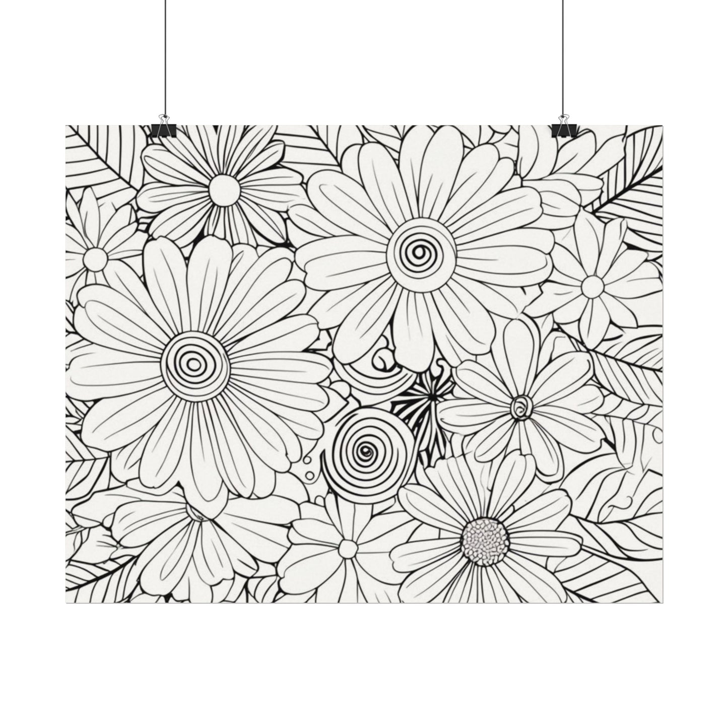 COLOR IT YOURSELF Floral Line Art Poster — Textured Matte Print