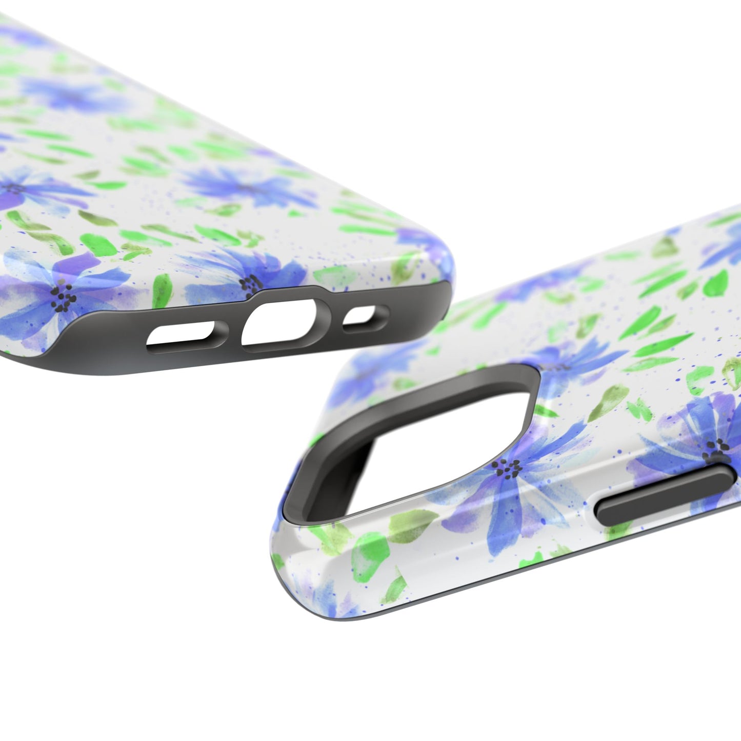 Floral Blue Watercolor Phone Case — Magnetic Impact-Resistant