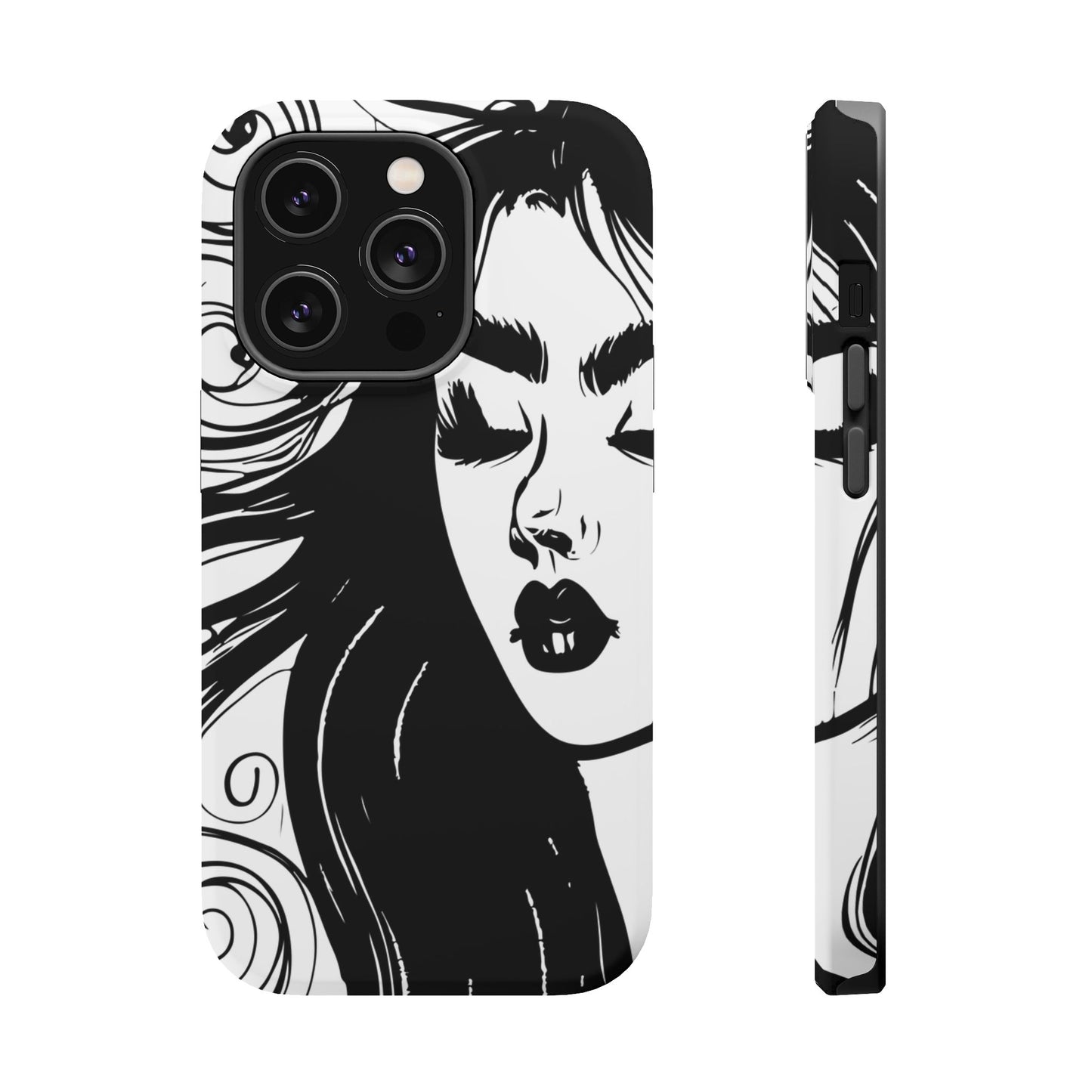 Artistic Black & White Portrait Phone Case — Magnetic Impact-Resistant