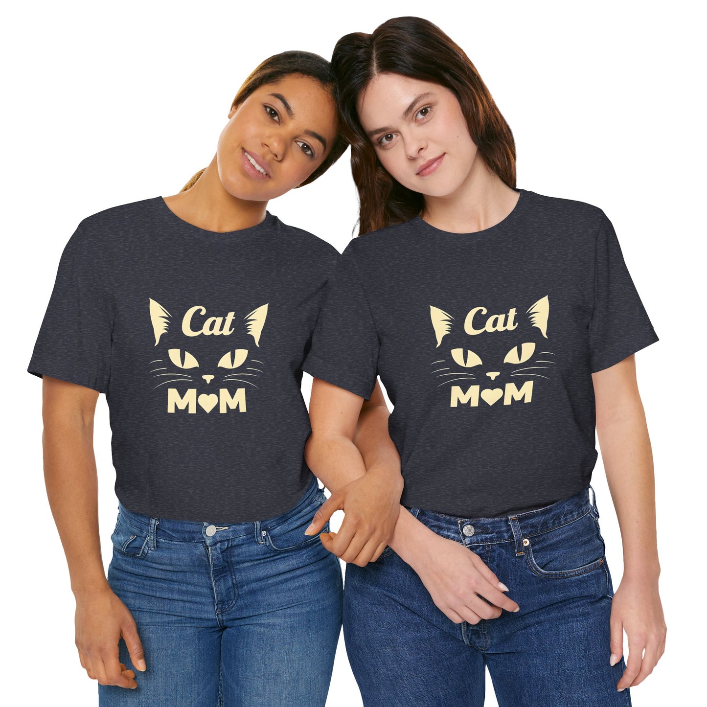 Cat Mom T-Shirt — Cute Cat Face Graphic Tee for Cat Lovers