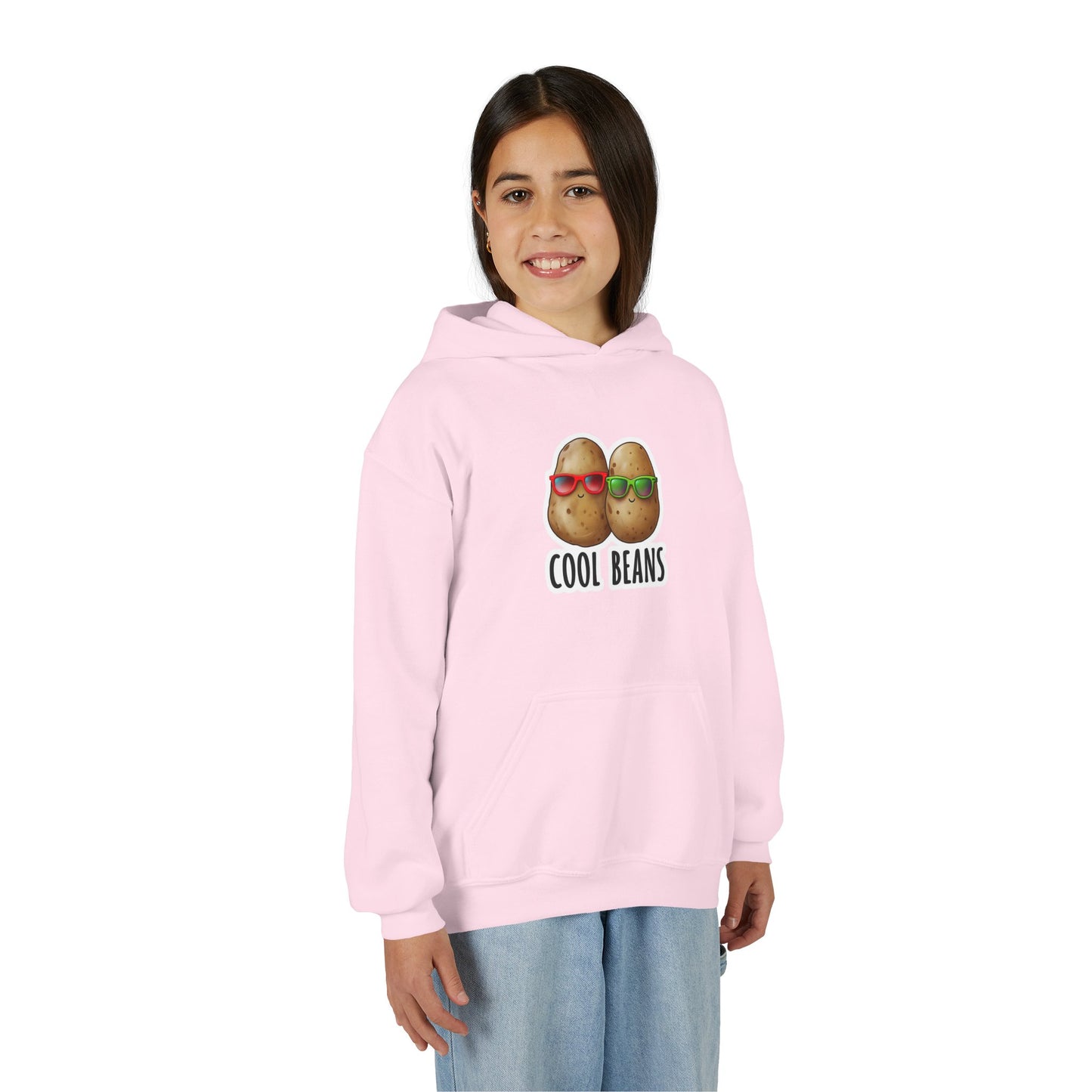 Youth 'Cool Beans' Hoodie – Cute Kids Graphic Sweatshirt with Sunglasses Potato Design