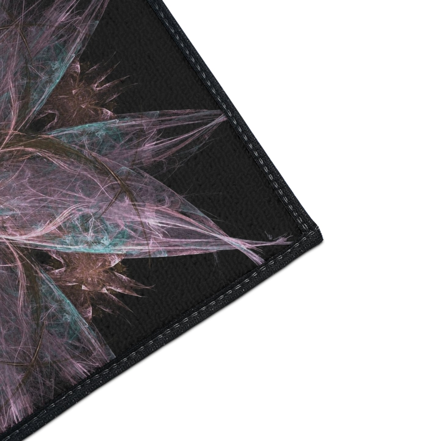 Mandala Star Heavy-Duty Floor Mat — Abstract Pink & Teal Fractal Entrance Rug