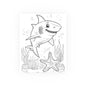 Cute Shark Coloring Poster — Satin & Archival Matte Ocean Print for Kids’ Rooms