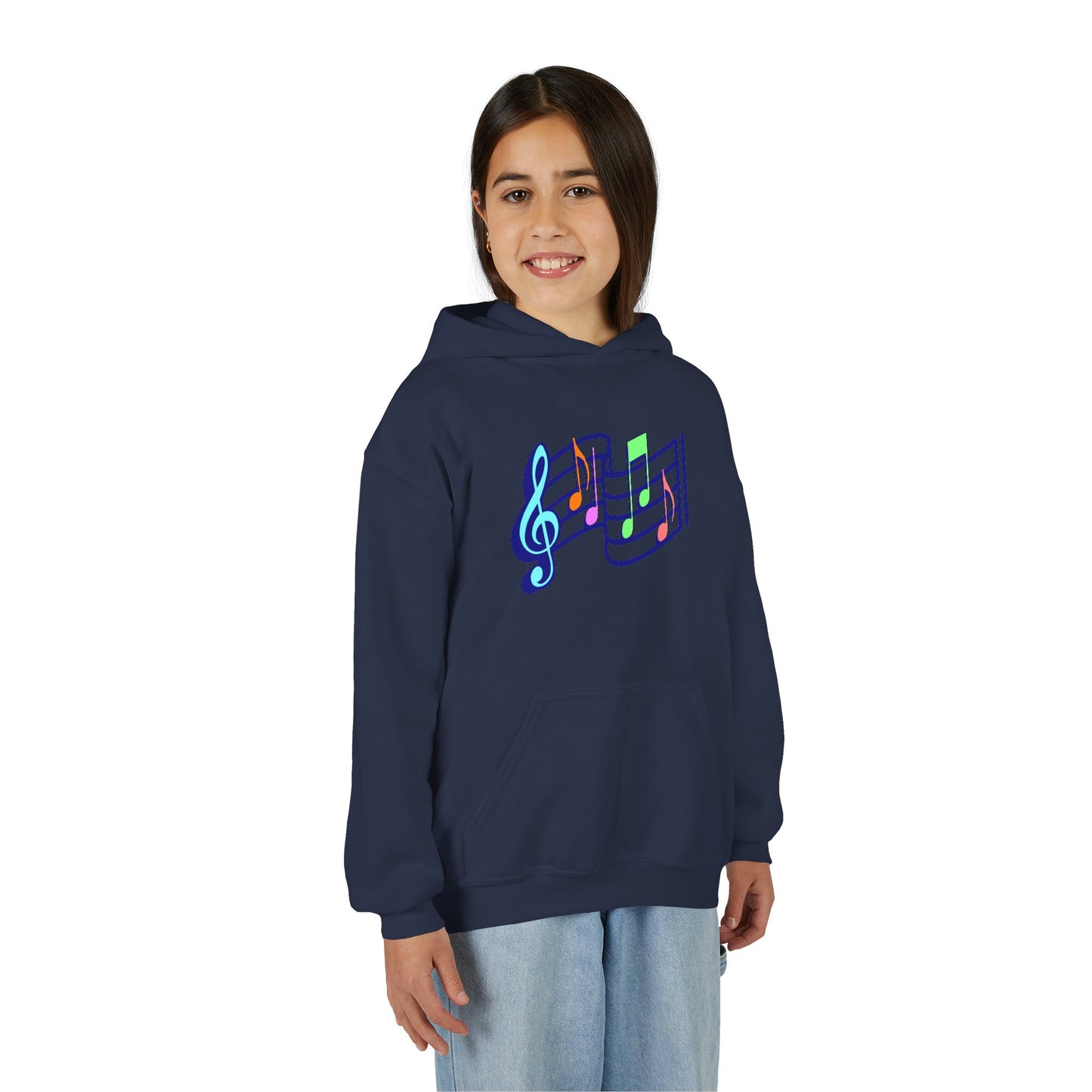 Kids Music Notes Hoodie — Colorful Treble Clef & Sheet Music Sweatshirt