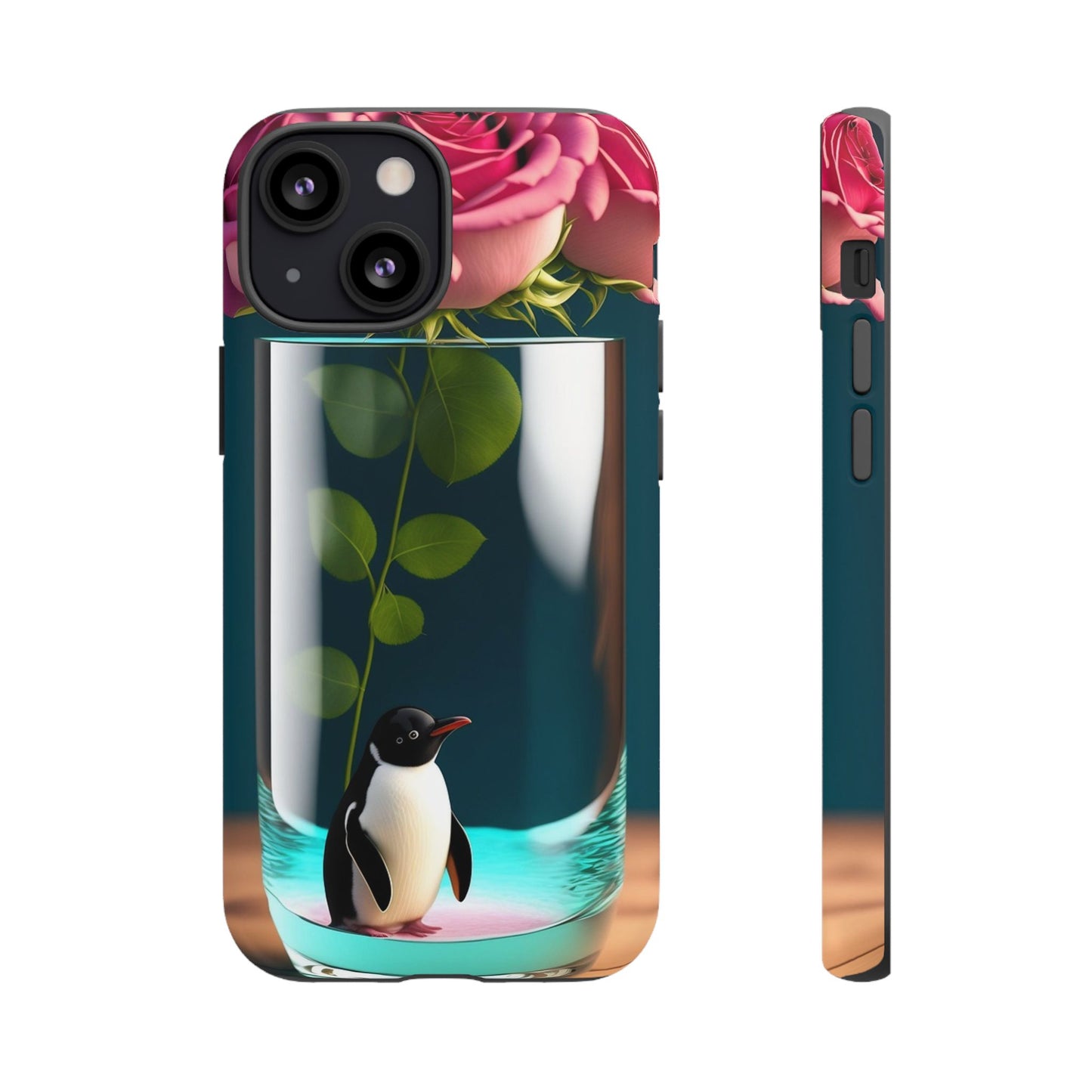 Penguin in a Glass Floral Tough Phone Case — Cute Protective Phone Cover
