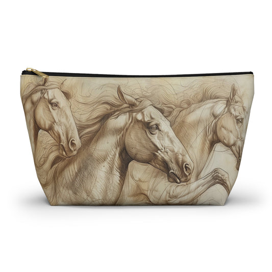 Horse Run Accessory Pouch — Equestrian Makeup & Travel T-Bottom Bag