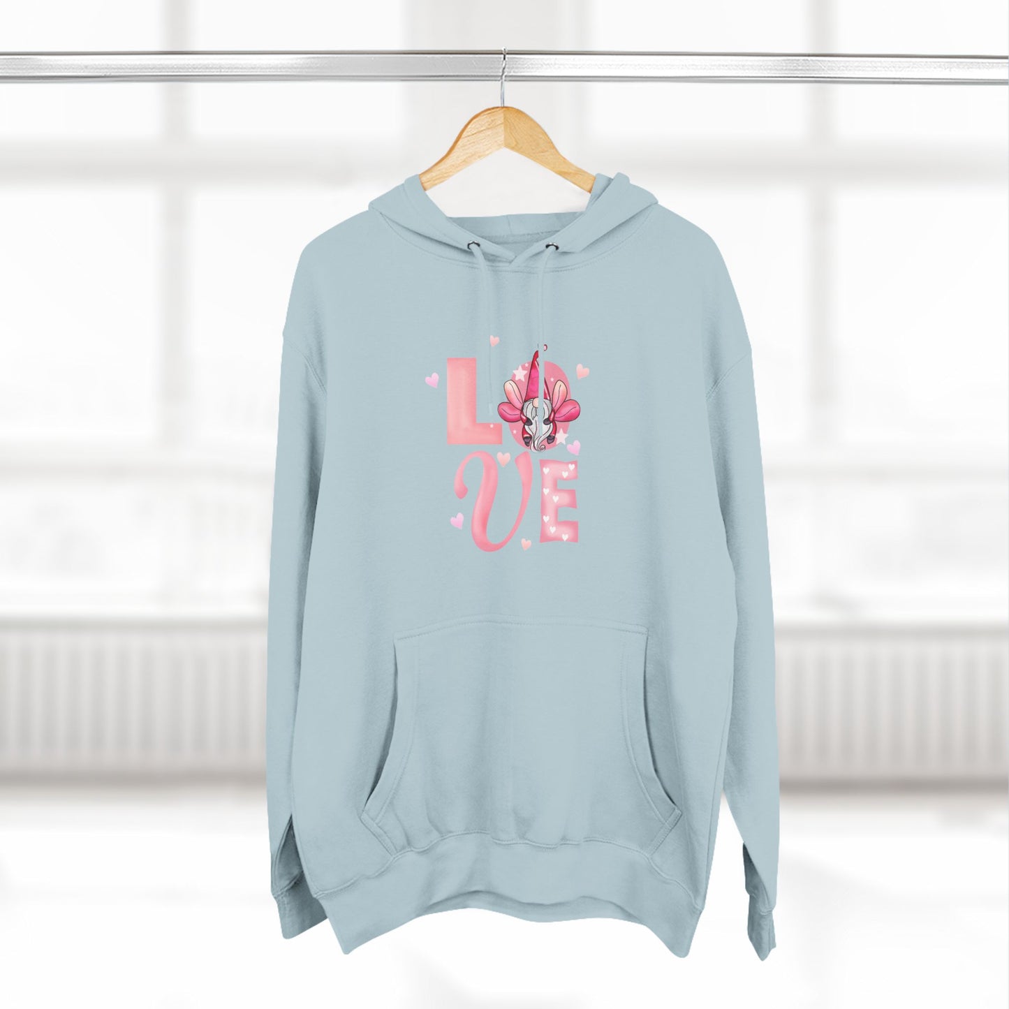 Love Blossom Hoodie — Pink Floral "LOVE" Graphic Fleece Hoodie