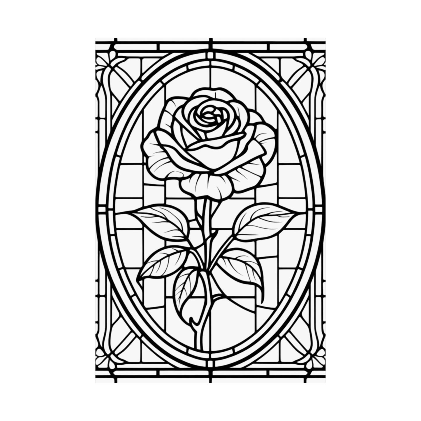 Rose Stained-Glass Matte Poster — Vintage Floral Wall Art DIY