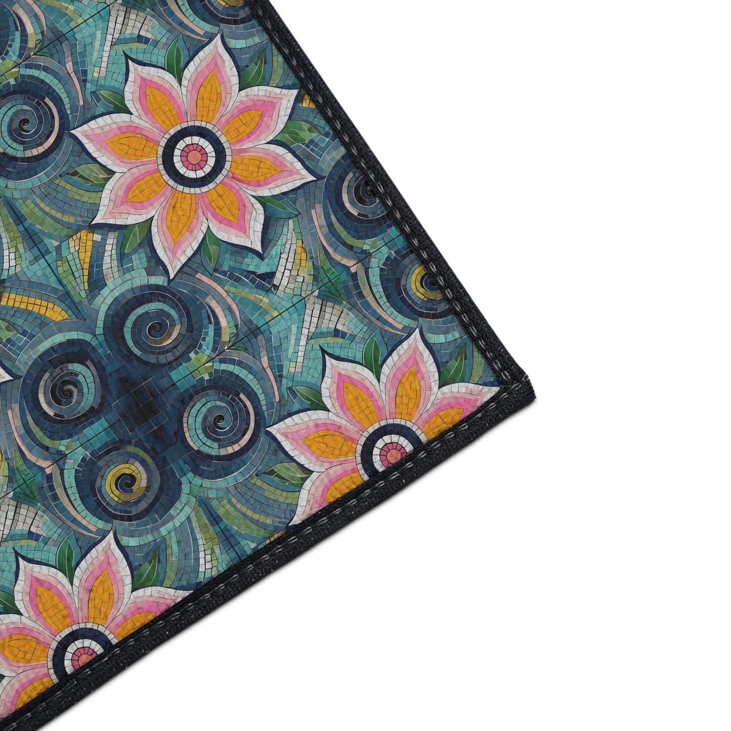 Floral Mosaic Heavy-Duty Floor Mat — Non-Slip Garden Pattern Rug