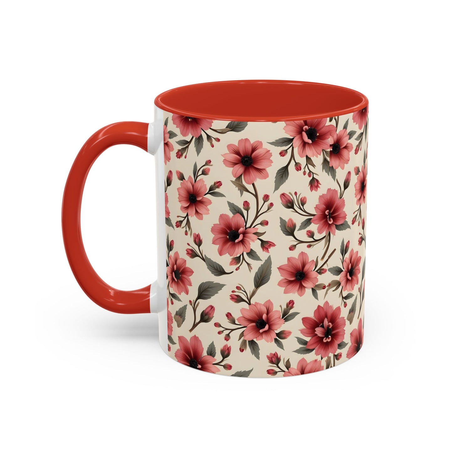 Floral Accent Coffee Mug, Cute Gift for Her, Coffee Lover's Mug, Mother's Day Gift, Housewarming Tea Mug