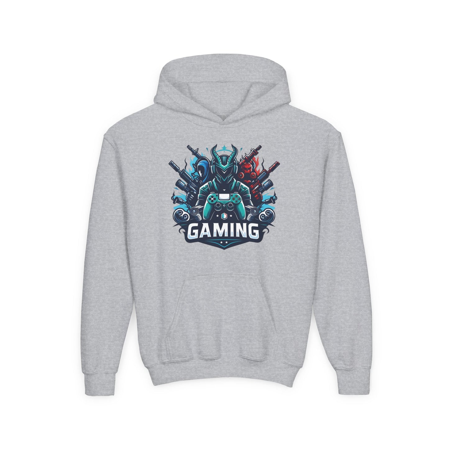 Youth Gaming Hoodie — Robotic Gamer Emblem Sweatshirt