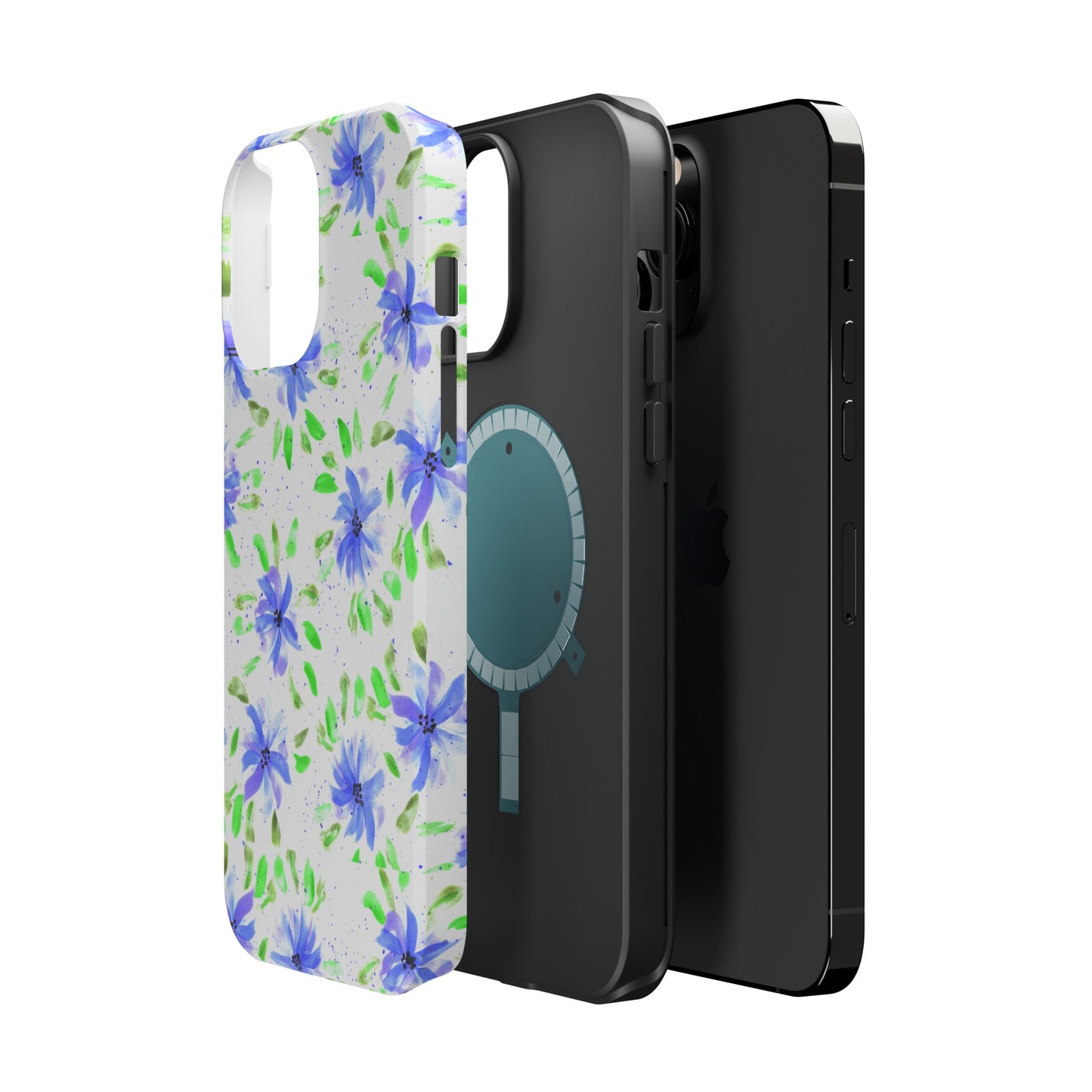 Floral Blue Watercolor Phone Case — Magnetic Impact-Resistant