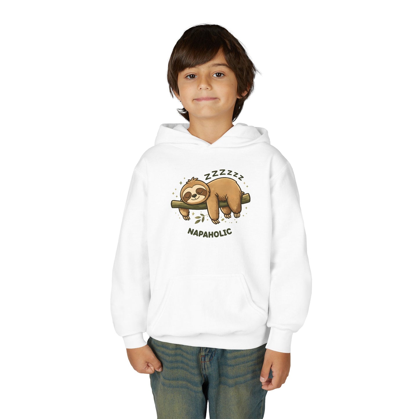 Youth Hoodie — 'Napaholic' Cute Sleeping Sloth Pullover