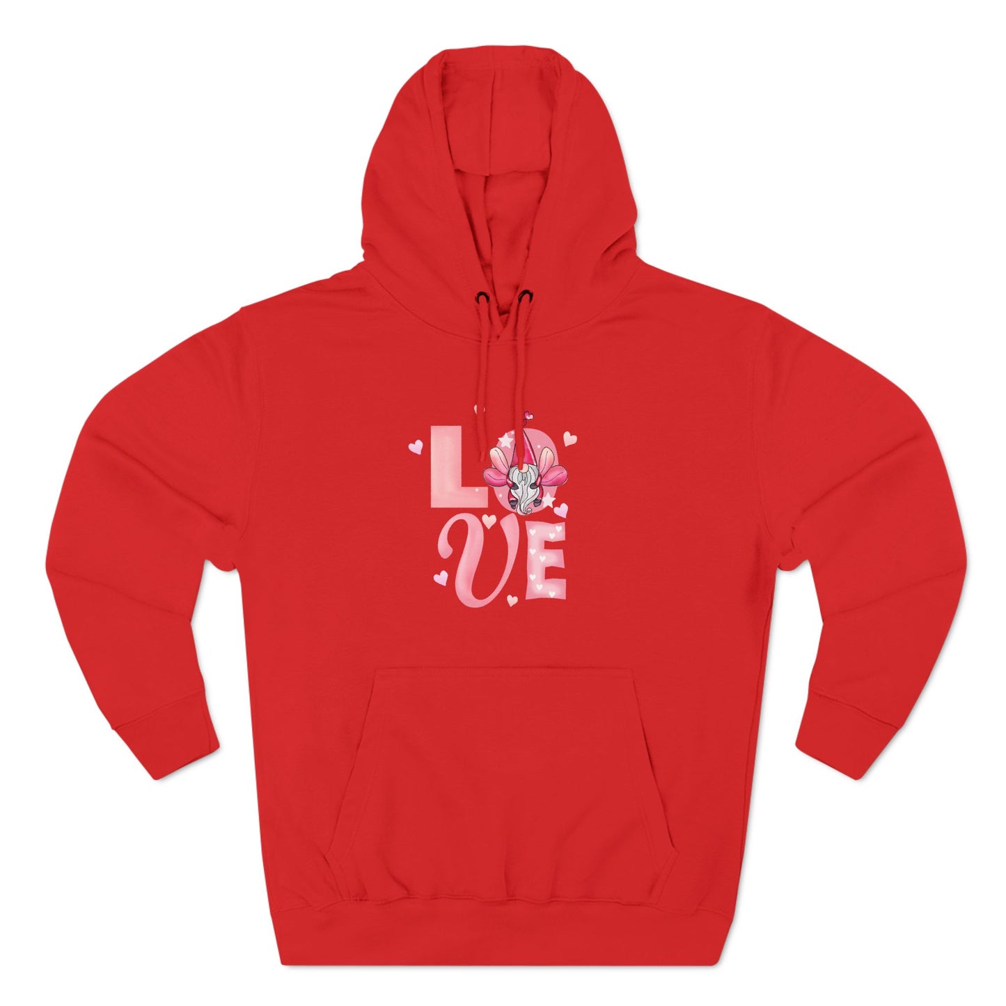 Love Blossom Hoodie — Pink Floral "LOVE" Graphic Fleece Hoodie